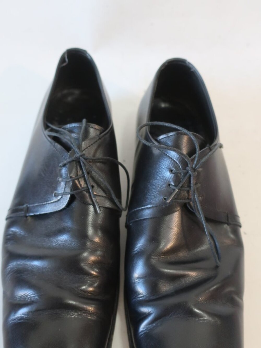 Mens Prada Black Leather Square Toe Oxford Lace Up Shoes 10 1/2 - Picture 4 of 12